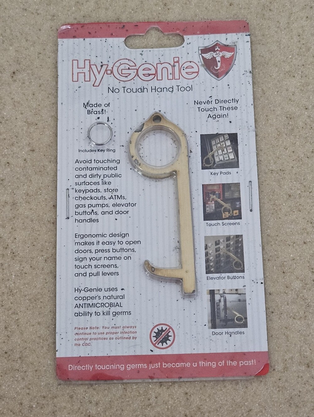 NEW HY-GENIE BRASS NO TOUCH HAND TOOL ANTIMICROBIAL